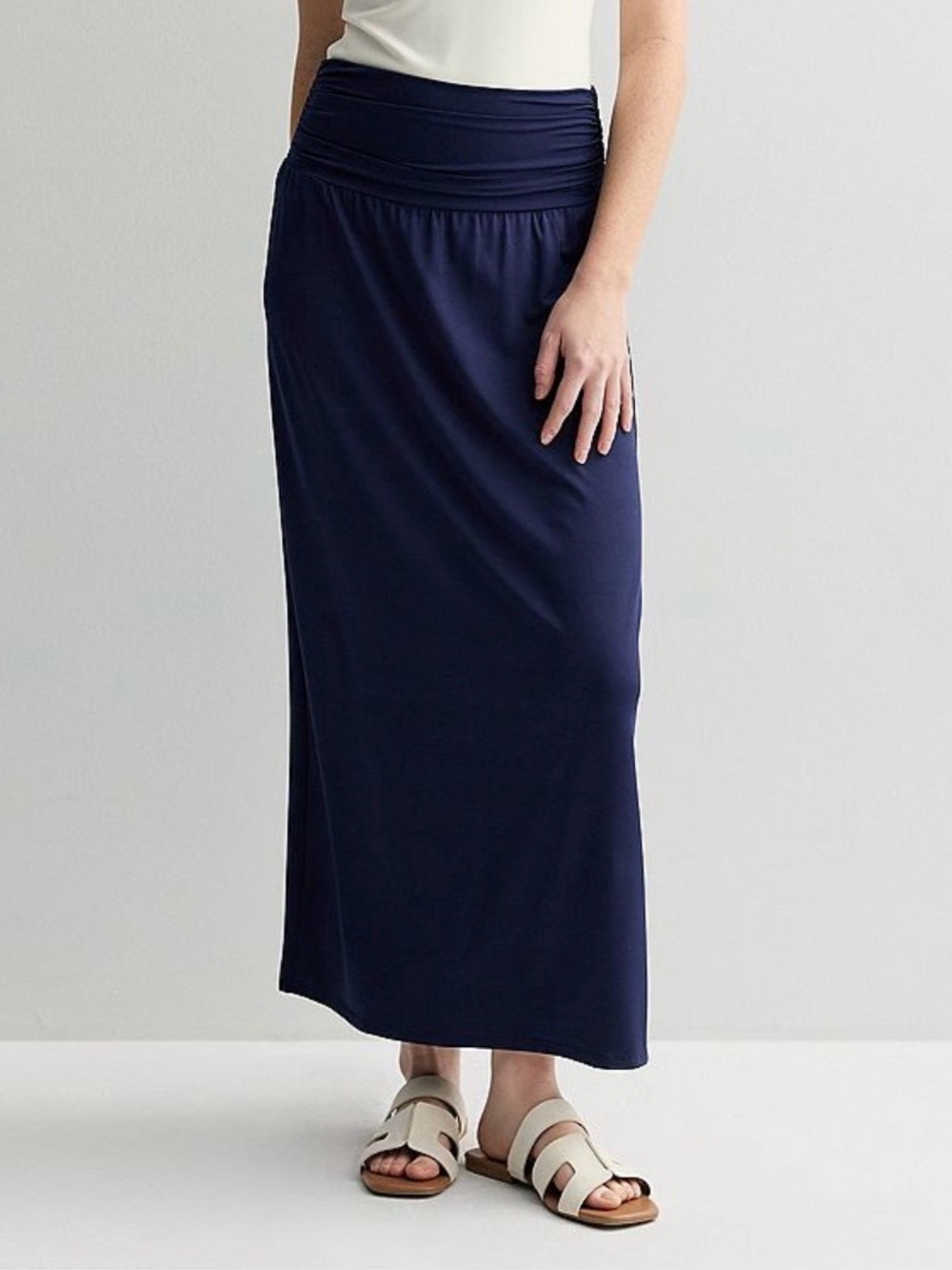 Apt. 9 Navy Ruched-Waist Pull On Maxi Skirt